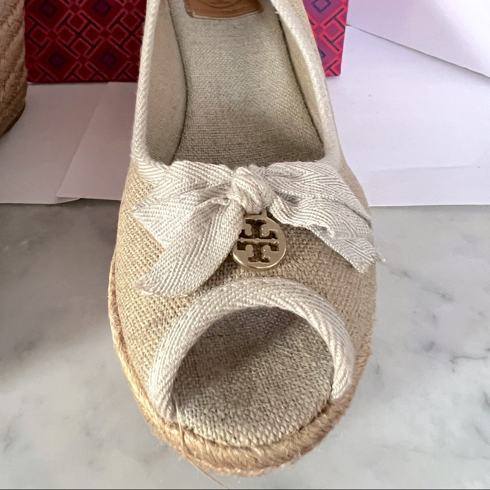 Tory Burch Jackie 75MM Wedge Espadrille in Metal Color Size 9.5